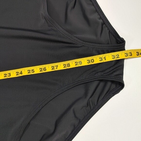 Ulla Popken Swimsuit Womens 28 Black Rainbow Stripe Strap Front Self-Bra Lined - Picture 12 of 14